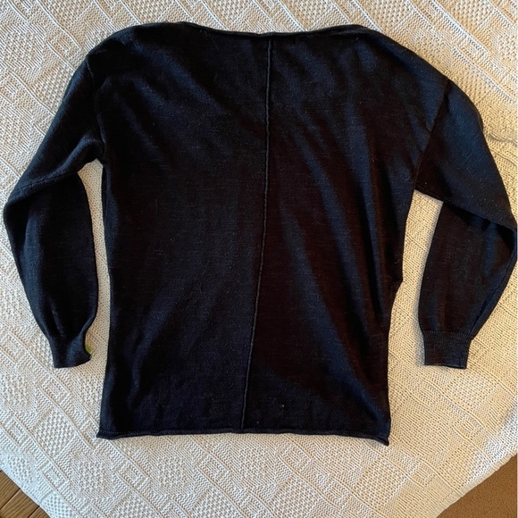 Free People Beach black v-neck cotton linen blend sweater - Picture 5 of 5